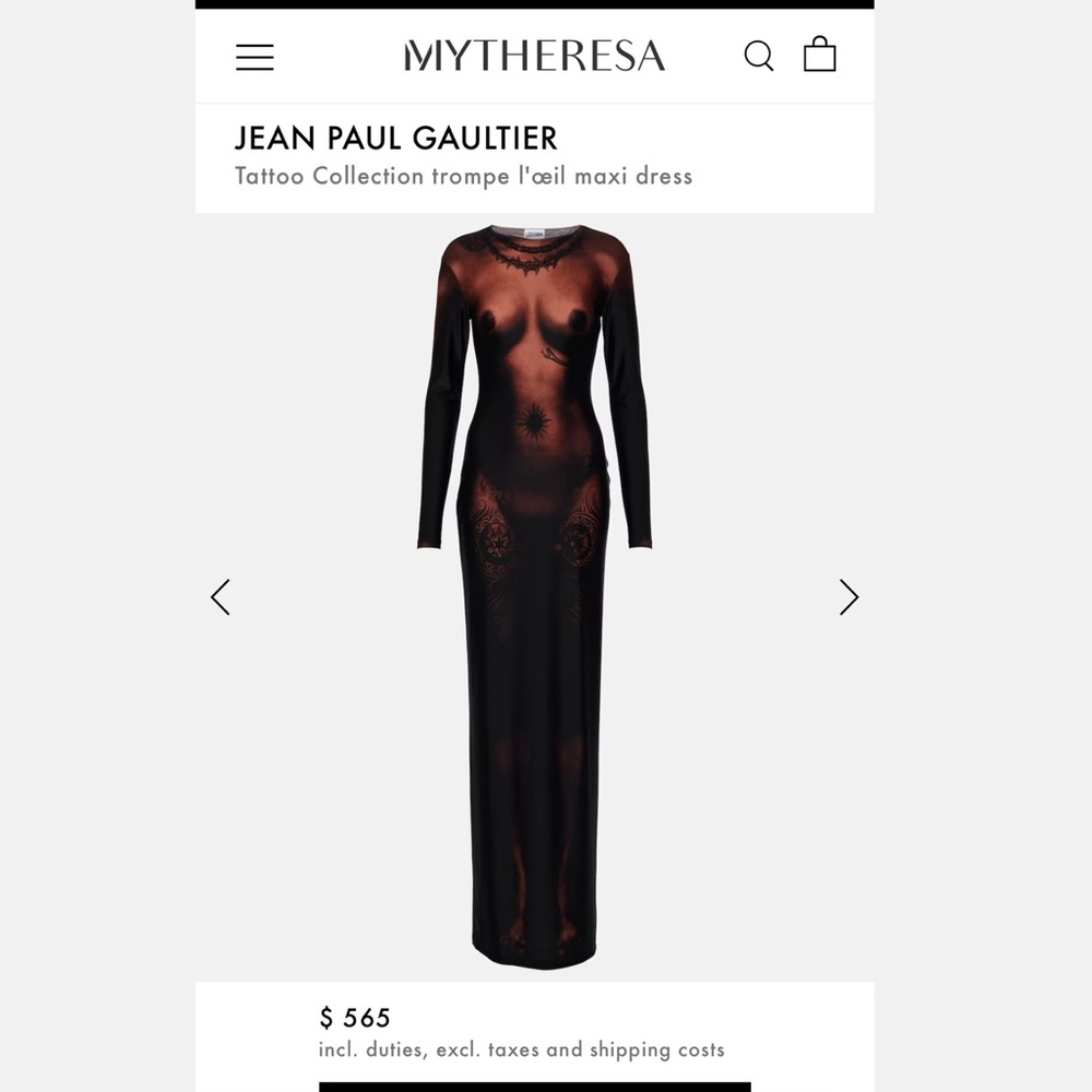 Jean Paul Gaultier Tattoo Collection trompe l’oiel Maxi dress